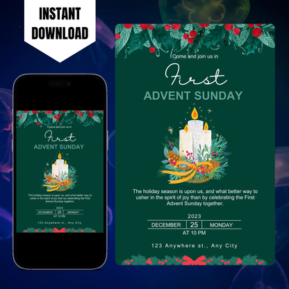 Advent Invitation Template | Advent Celebration Party Invite CreativeRino