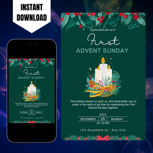 Advent Invitation Template | Advent Celebration Party Invite