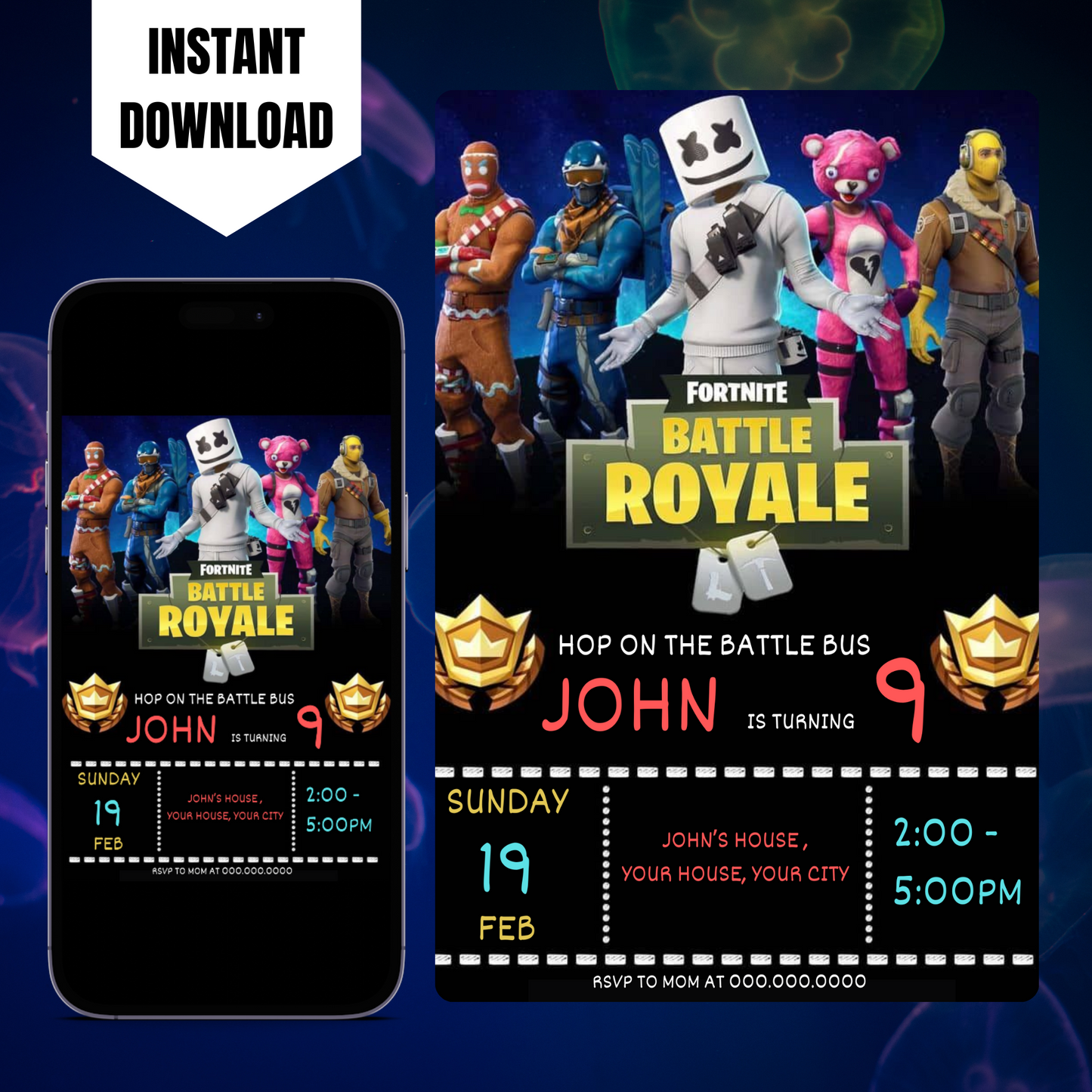 Fortnite Birthday Invitation Template | Battle Royale Invite