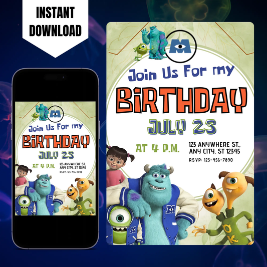 monsters inc invitations templates Monster Truck Splash Birthday Invitation Template – CreativeRino
