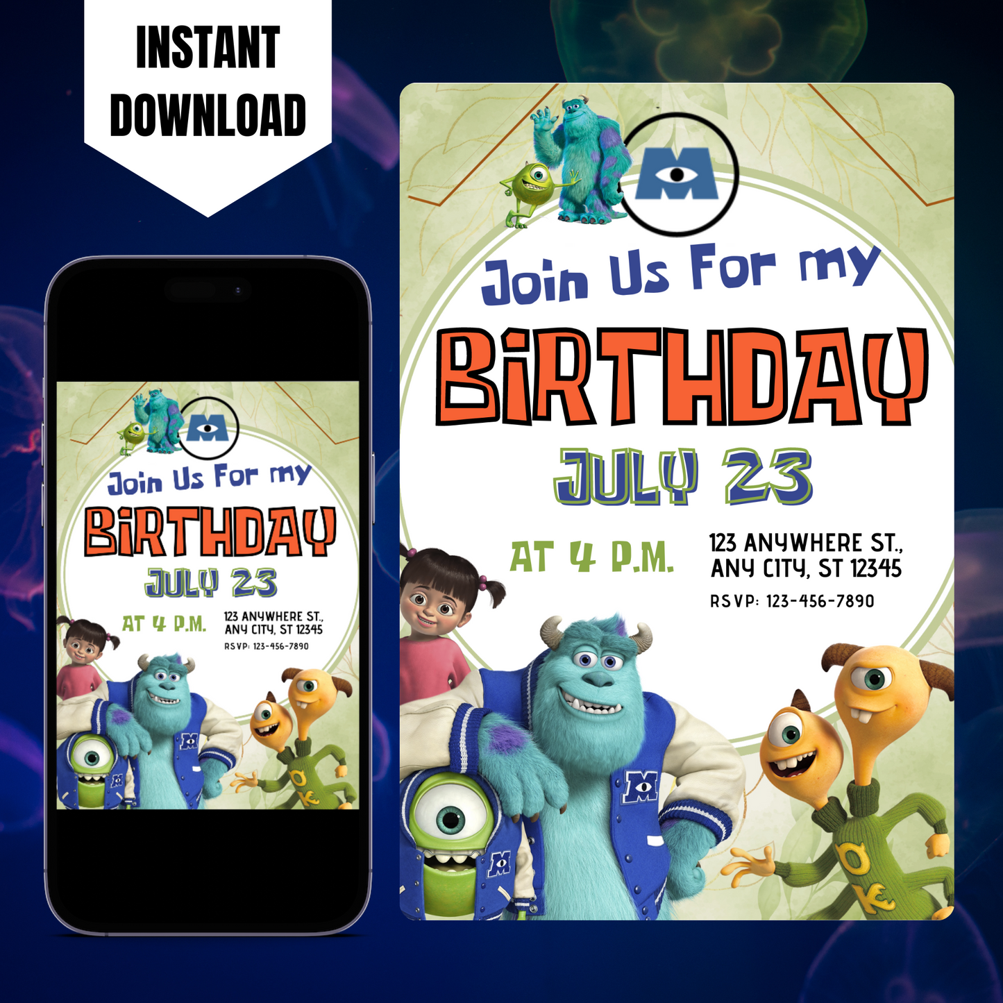 Monsters Inc Birthday Invitation Template