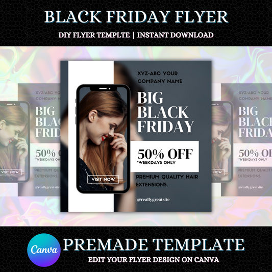 Big Black Friday Hair Extension Post Template | Social Media Flyer