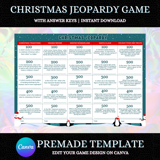 Christmas Jeopardy Game Template