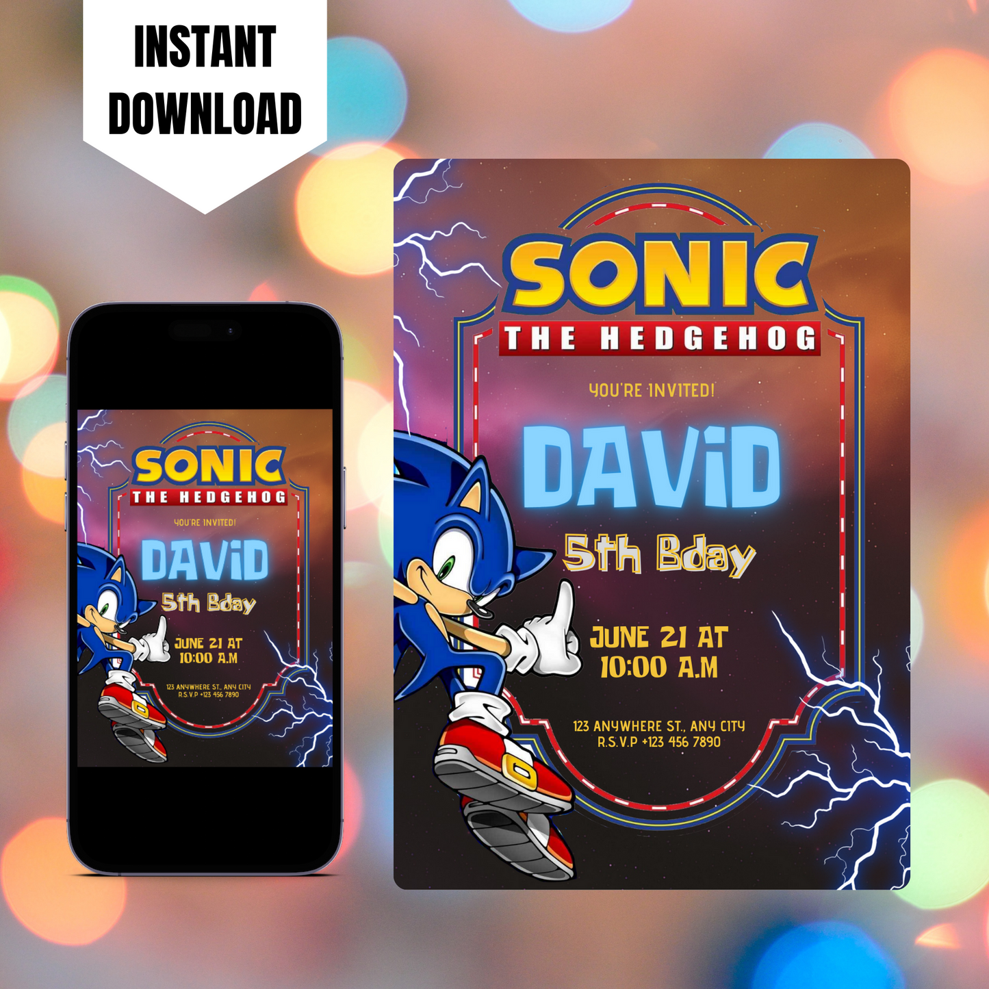 Sonic The Hedgehog Birthday Invitation Template