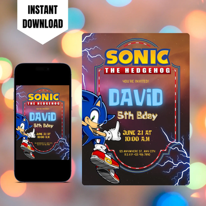 Sonic The Hedgehog Birthday Invitation Template CreativeRino