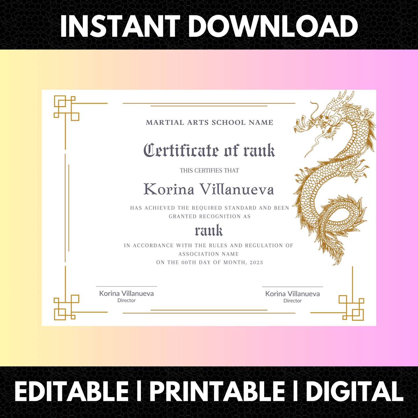 Certificate of Rank Template | Rank Certificate