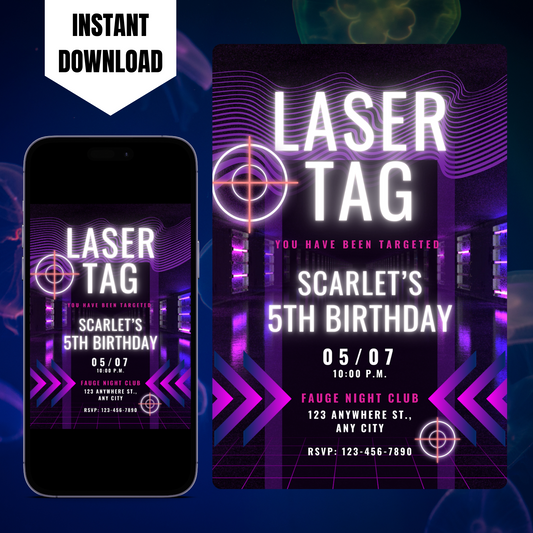 Laser Tag Gaming Birthday Invitation Template