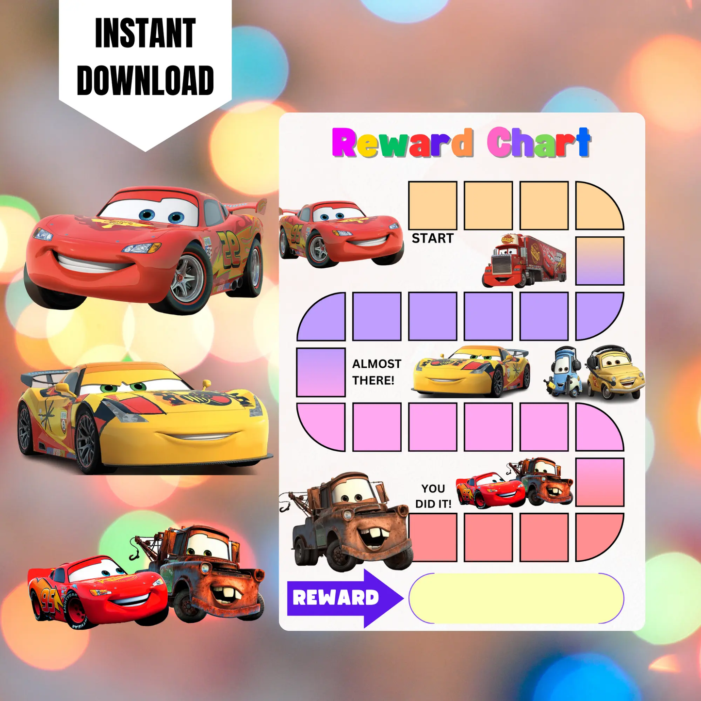 Cars Reward Chart Template | Cars Behavior Chart CreativeRino