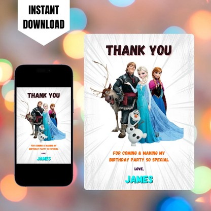 Frozen Thank You Card Template CreativeRino