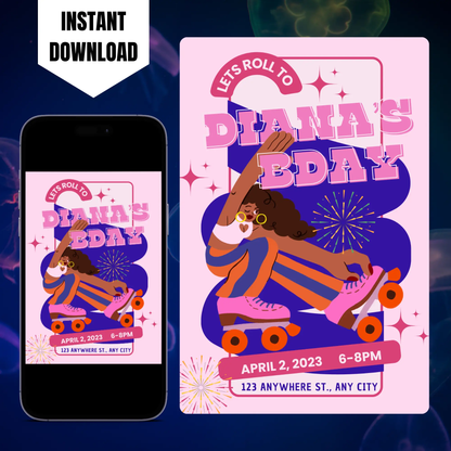 Roller Skates Skating Birthday Invitation Template CreativeRino