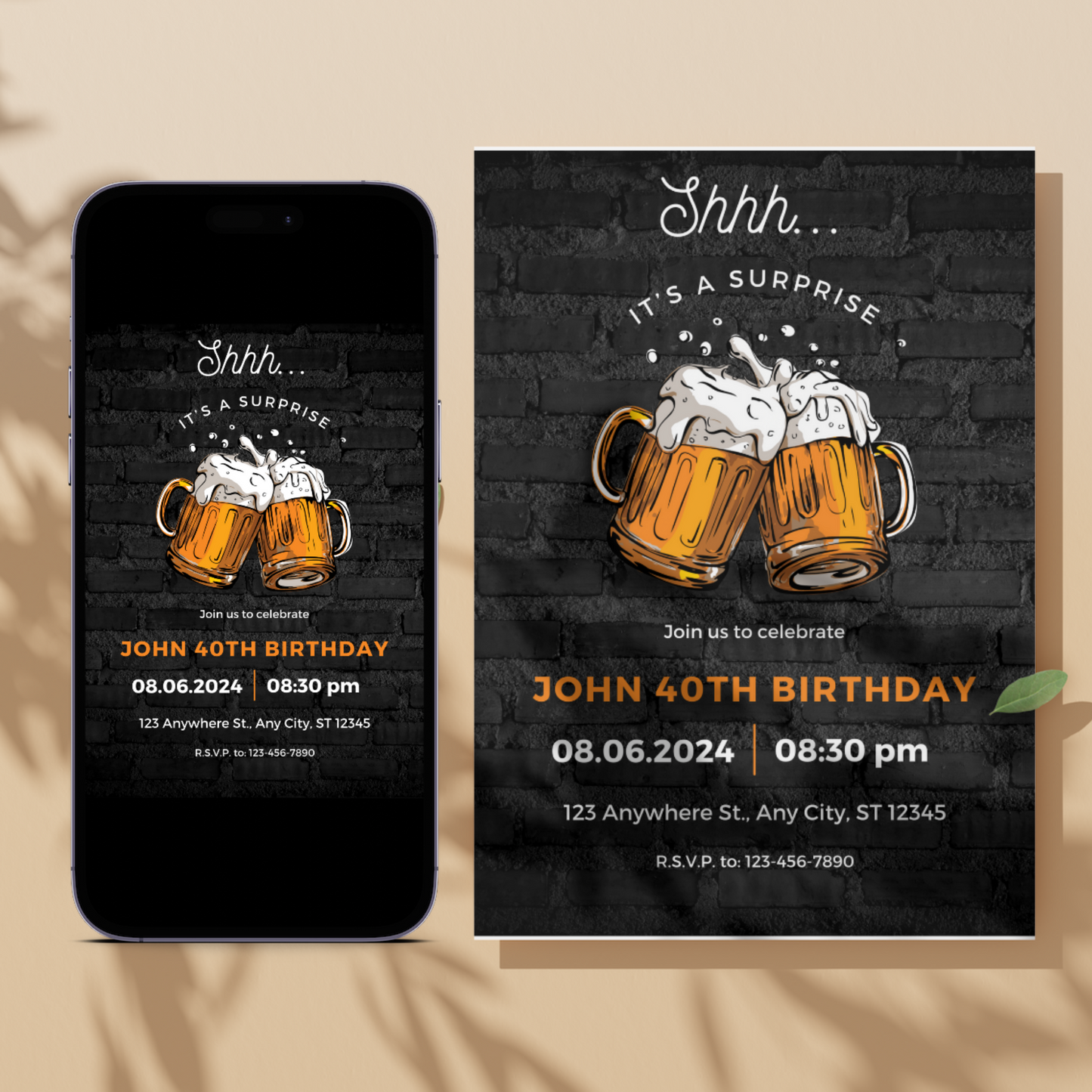 Beer Surprise Birthday Party Invitation Template