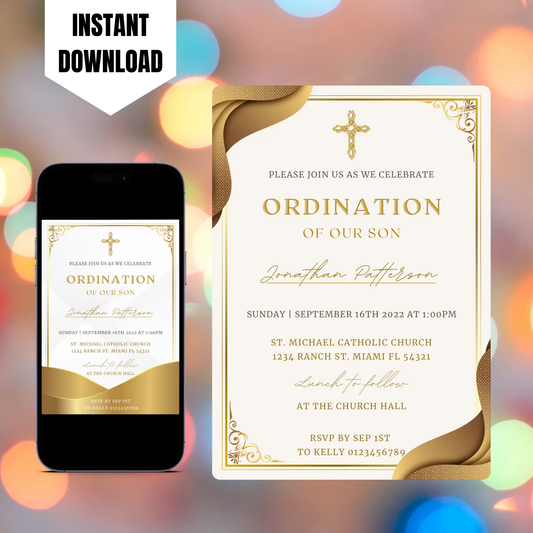 Catholic Priest Ordination Invitation Template CreativeRino