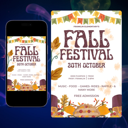 Fall Festival Invitation Template | Fall Festival Flyer CreativeRino