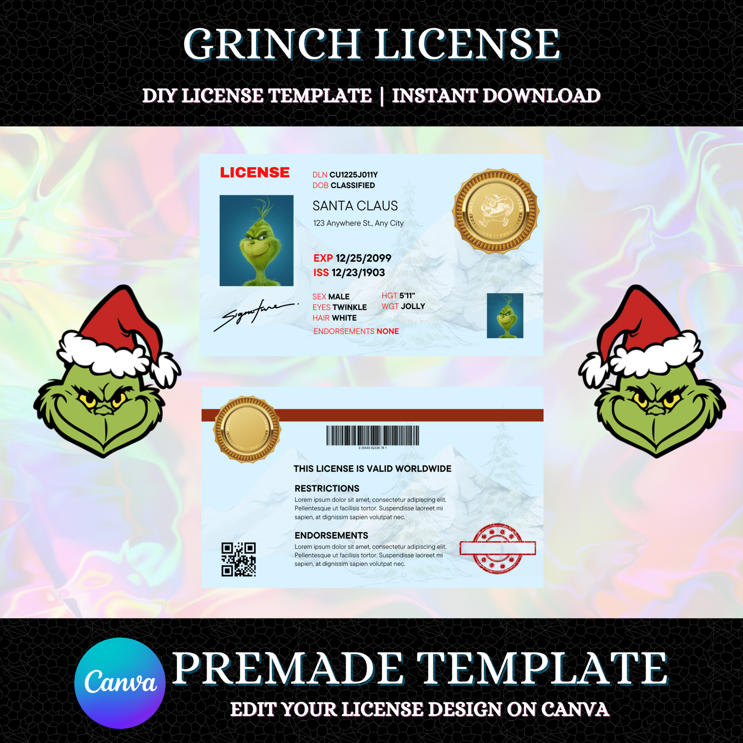 Who Ville Grinch License Template