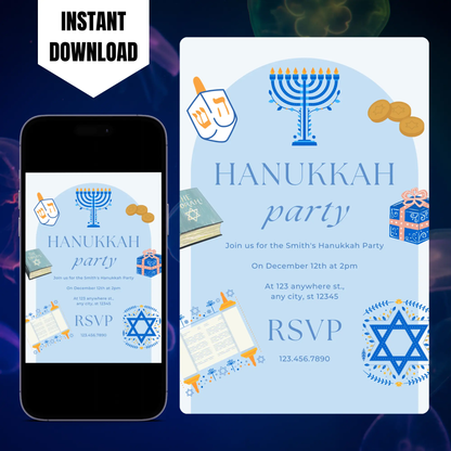 Hanukkah Invitation Template | Hanukkah Celebration Party Invite CreativeRino