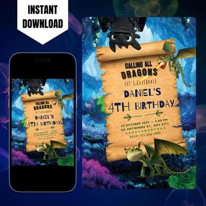 How to Train your Dragon Birthday Invitation Template CreativeRino