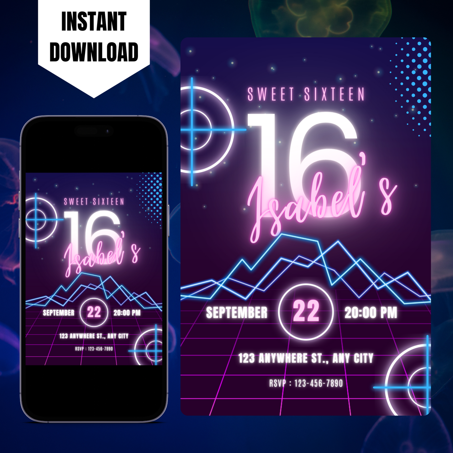 Laser Tag Gaming Birthday Invitation Template