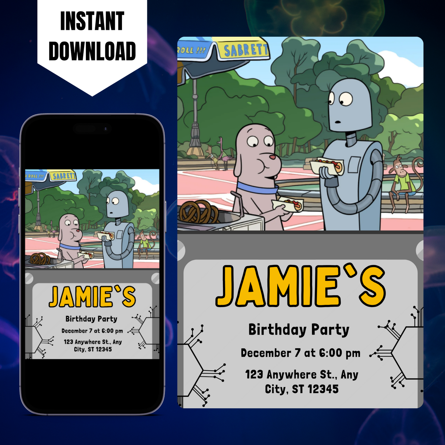 Robot Dreams Birthday Invitation Template