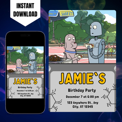 Robot Dreams Birthday Invitation Template CreativeRino