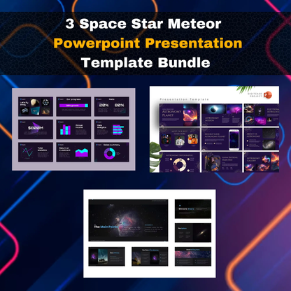 3 Space Star Meteor Business PowerPoint Template Bundle | Modern Clean Astronomy Presentation Templates CreativeRino