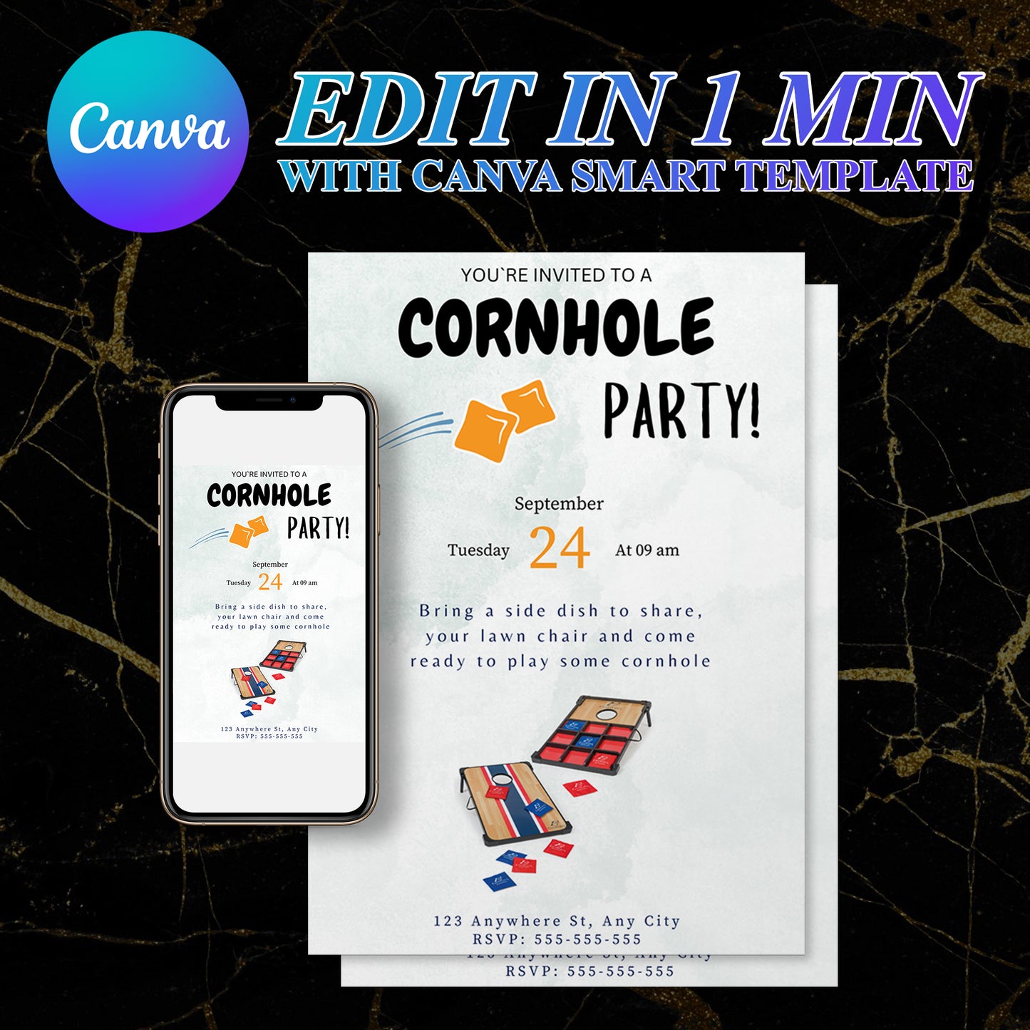 Cornhole Birthday Party Invitation Template