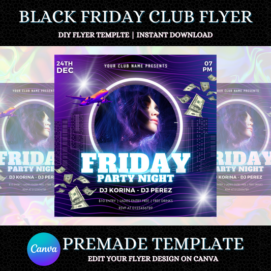 Black Friday Club Flyer Template | DJ Party Social Media Flyer