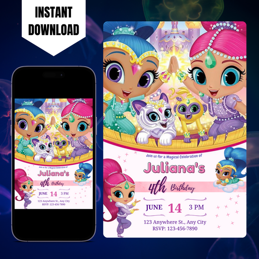 Shimmer and Shine Birthday Invitation Template