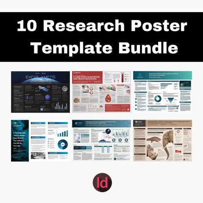 10 Research Poster Template Bundle | Academic Scientific Medical Research Case Study Poster Templates | Adobe Indesign CreativeRino