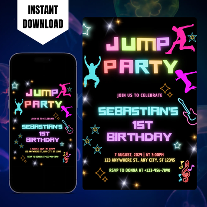 Jump Birthday Party Invitation Template CreativeRino