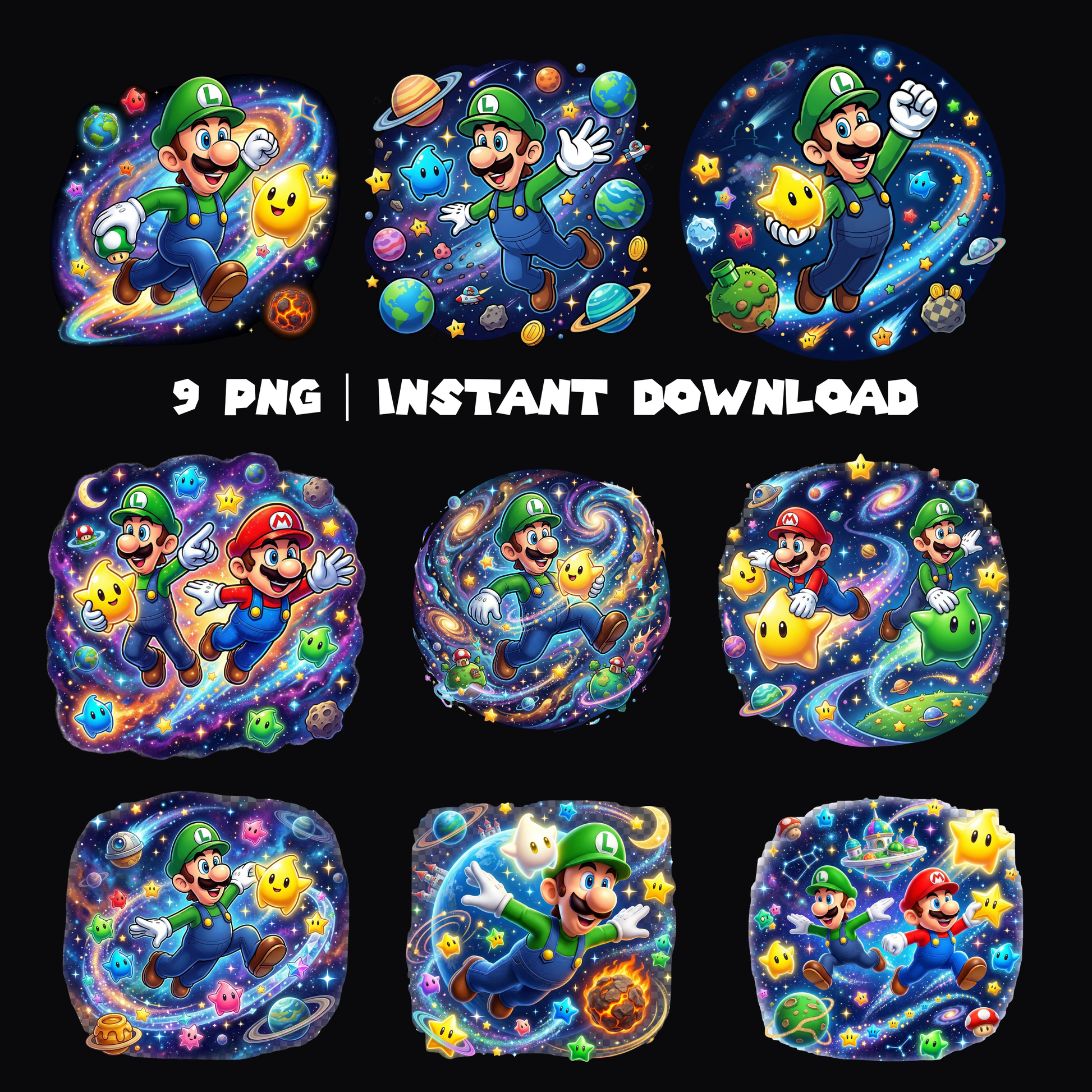 Luigi PNG - Super Mario Galaxy PNG | Mario Space Theme Clipart CreativeRino