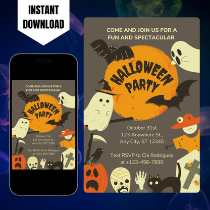 Spooktacular Halloween Party Invitation Template CreativeRino