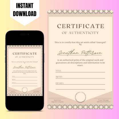 Certificate of Authenticity Template | Authenticity Certificate CreativeRino