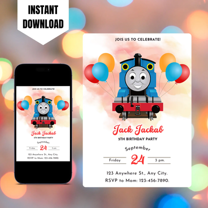 Thomas the Train Birthday Invitation Template CreativeRino