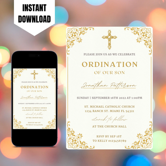Catholic Priest Ordination Invitation Template CreativeRino