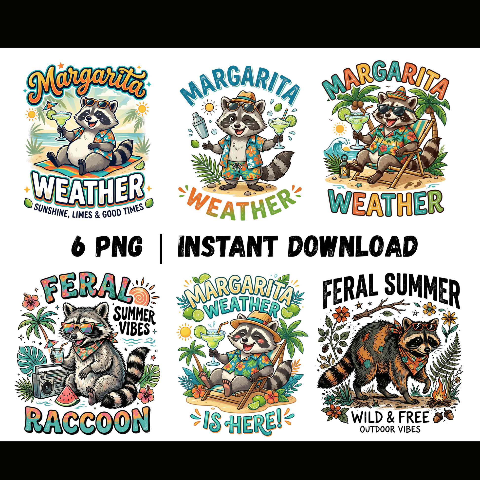 Raccoon Margarita Weather PNG – Funny Summer Digital Design CreativeRino
