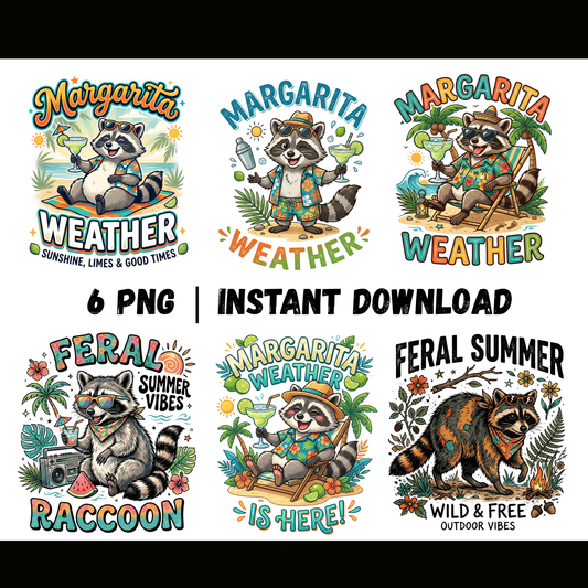 Raccoon Margarita Weather PNG – Funny Summer Digital Design CreativeRino