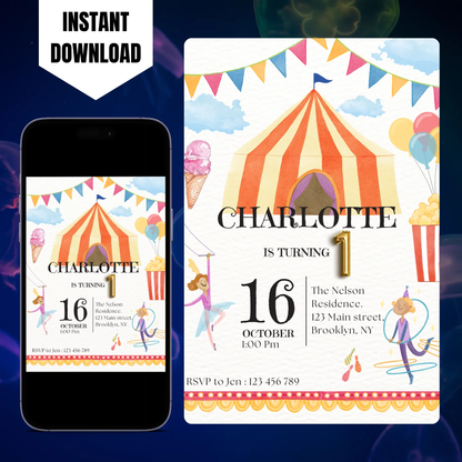Circus Carnival Birthday Invitation Template CreativeRino