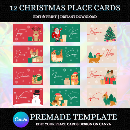 Christmas Placecards Template CreativeRino