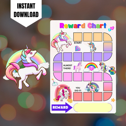 Rainbow Unicorn Reward Chart Template | Unicorn Behavior Chart CreativeRino