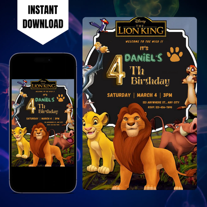 Lion King Birthday Invitation Template CreativeRino