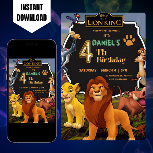 Lion King Birthday Invitation Template