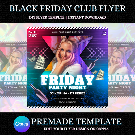 Black Friday Club Flyer Template | DJ Party Social Media Flyer