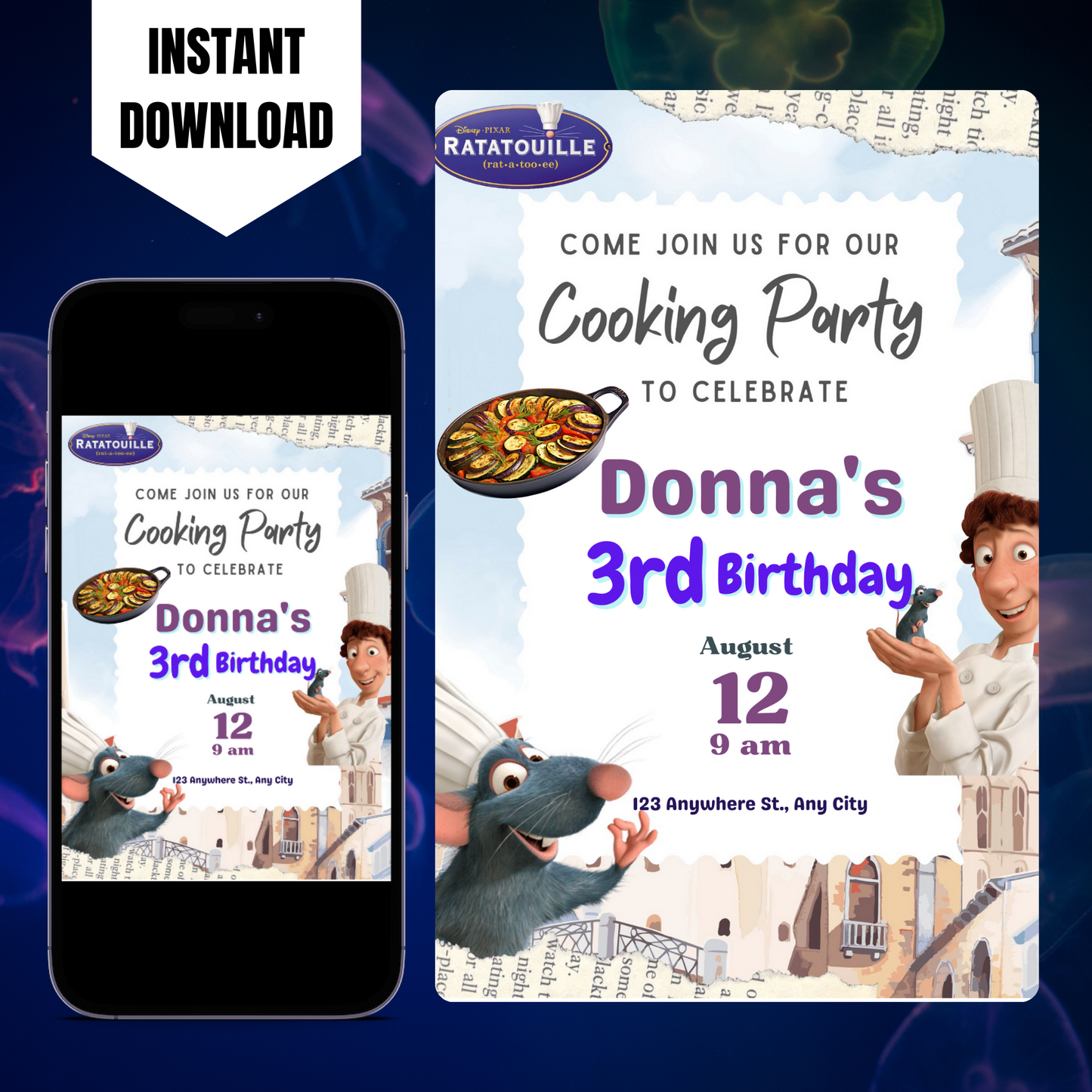 Ratatouille Birthday Invitation Template