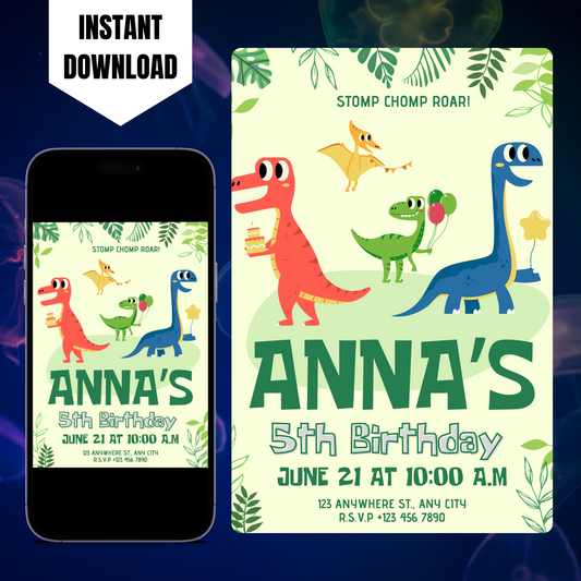 Dinosaur Birthday Invitation Template