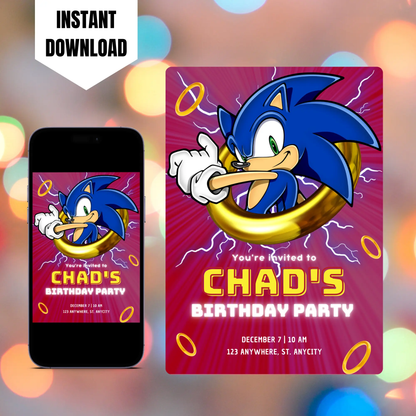 Sonic the Hedgehog Birthday Invitation Template CreativeRino