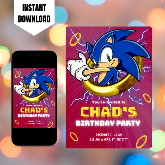 Sonic the Hedgehog Birthday Invitation Template