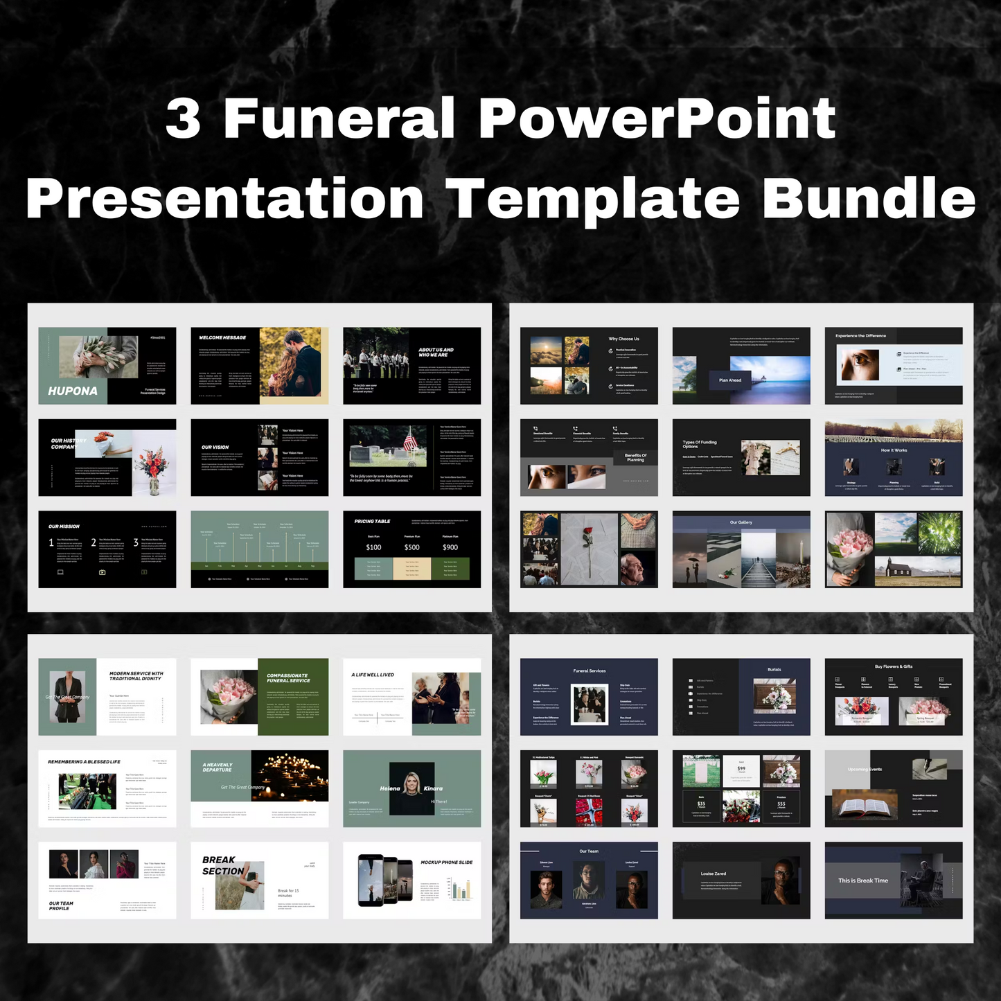 3 Funeral Powerpoint Presentation Template Bundle | Funeral Service Powerpoint Template