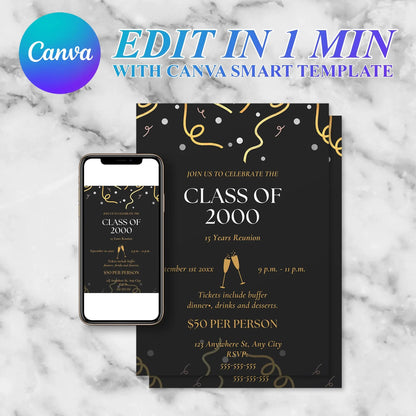 School Reunion Flyer Template | High School College Reunion Invitation CreativeRino