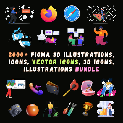2000+ Figma Elements Bundle | Figma Icons, Figma Illustrations, 3D Icons, 3D Illustrations for Website and Apps, Vector Icons for UI design CreativeRino