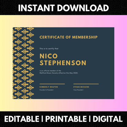 Certificate of Membership Template | Membership Certificate CreativeRino